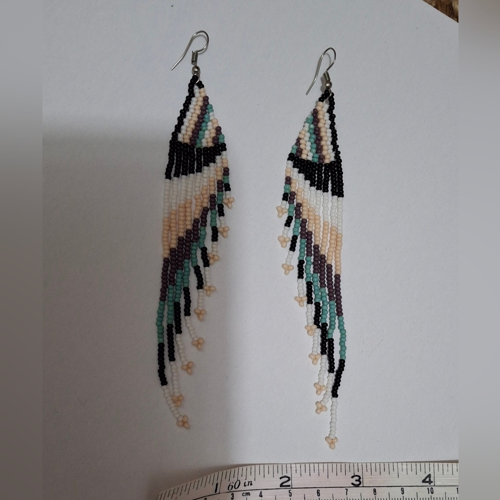 Native American Elegant Beaded Dangle Earrings Trival Angel Wings Angelcore Boho